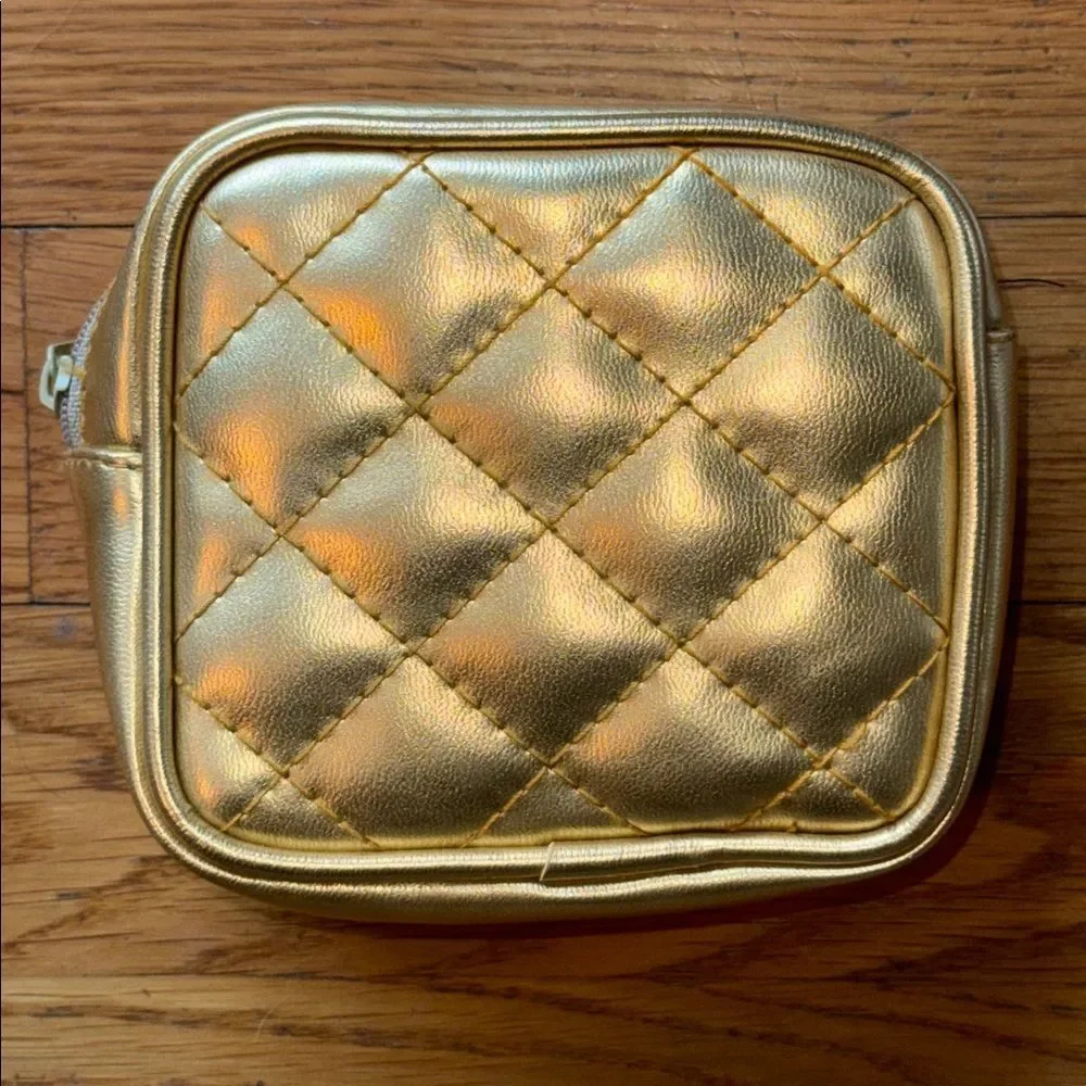 Gold Quilted Metallic Compartment Bag!